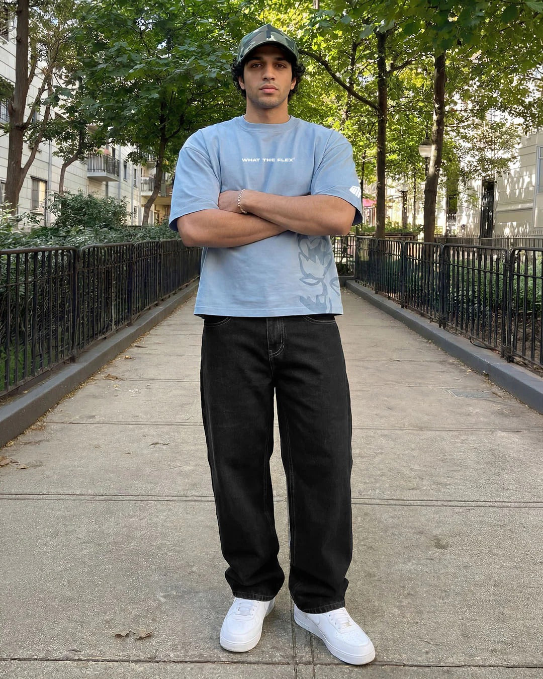 Clothav Waiting For You To Make The First Move Graphic Sky Blue Oversized T-Shirt for Men & Women | Statement Back Print Streetwear