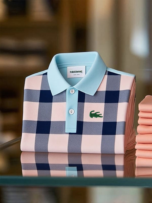 Men's Classic Business Logo Button Short Sleeve Polo Shirt