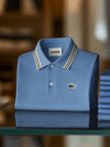 Men's Business Stripe Logo Print Short Sleeve Polo Shirt