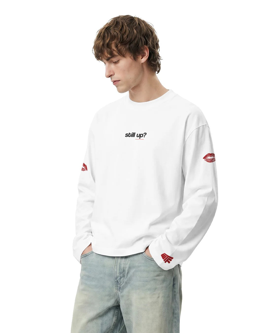 Clothav "Can I Call You Tonight?" Graphic Oversized Full Sleeve T-Shirt for Men & Women | White Statement Streetwear Tee
