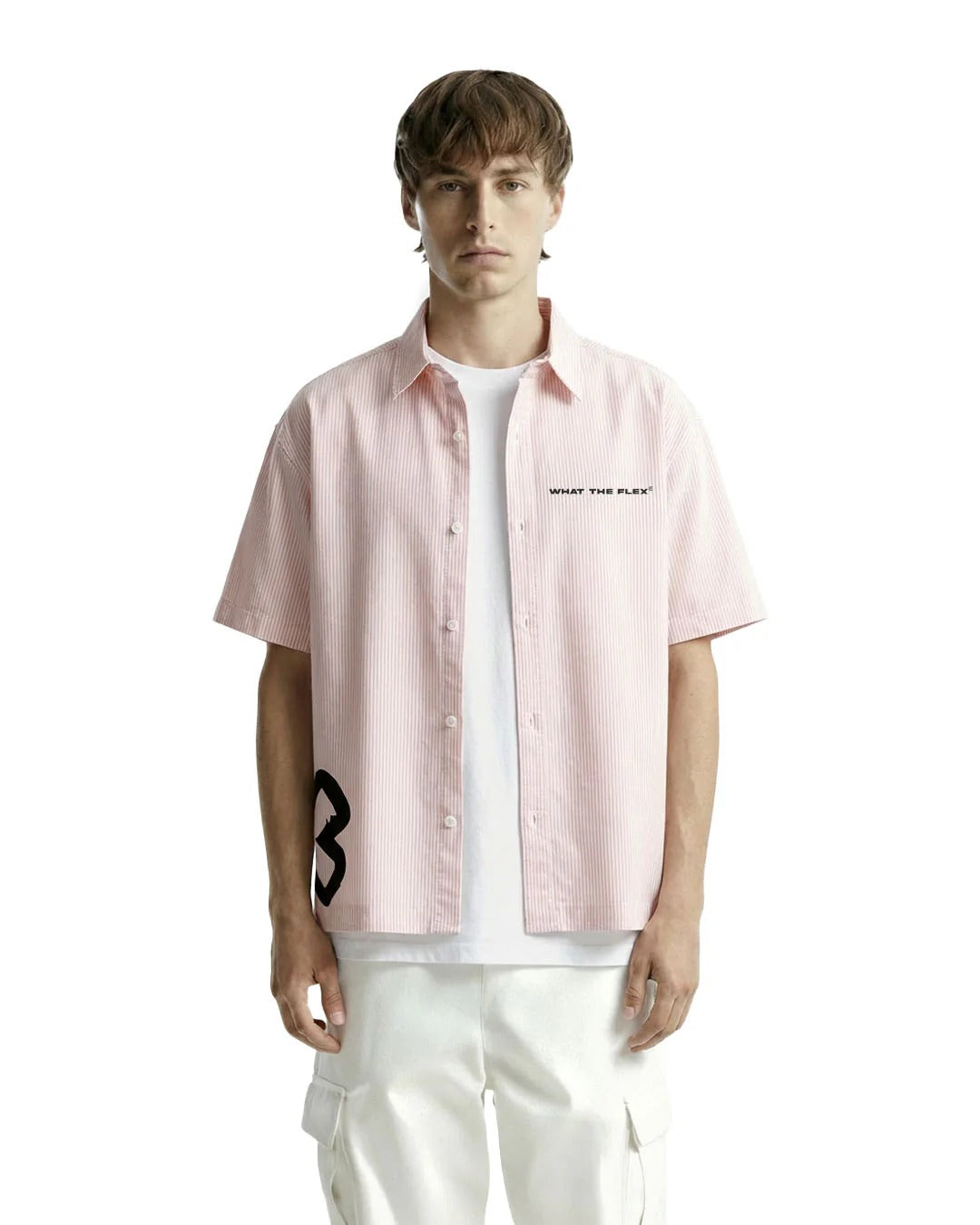 Clothav Broken Dreams Graphic Oversized Half Sleeve Shirt for Men & Women | Pink Striped Streetwear Shirt