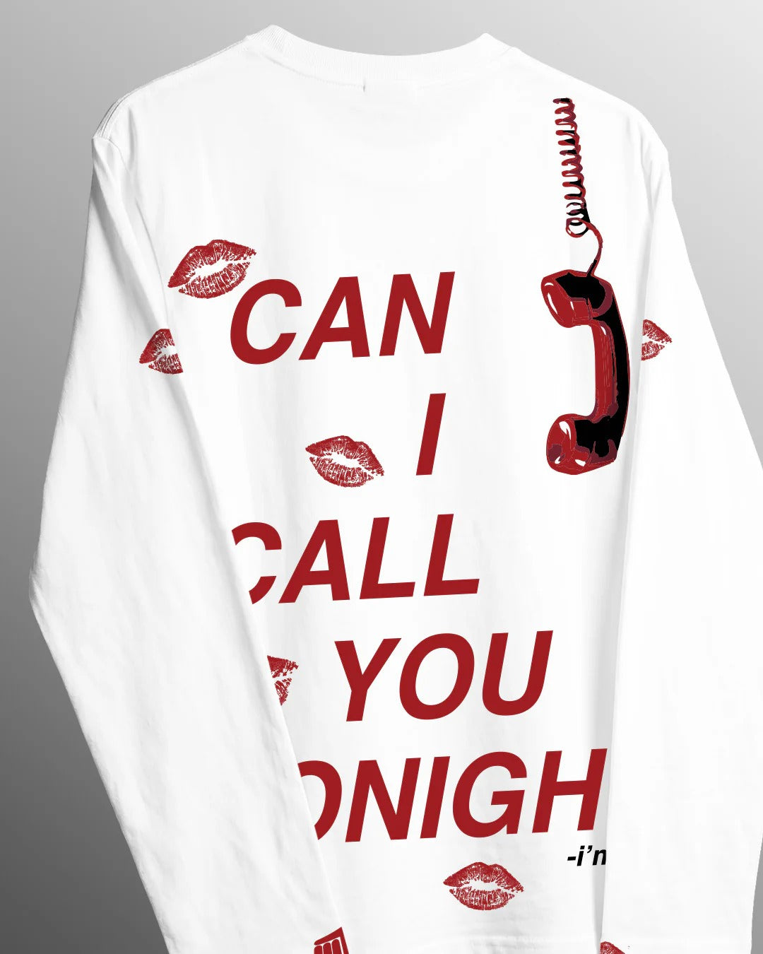 Clothav "Can I Call You Tonight?" Graphic Oversized Full Sleeve T-Shirt for Men & Women | White Statement Streetwear Tee