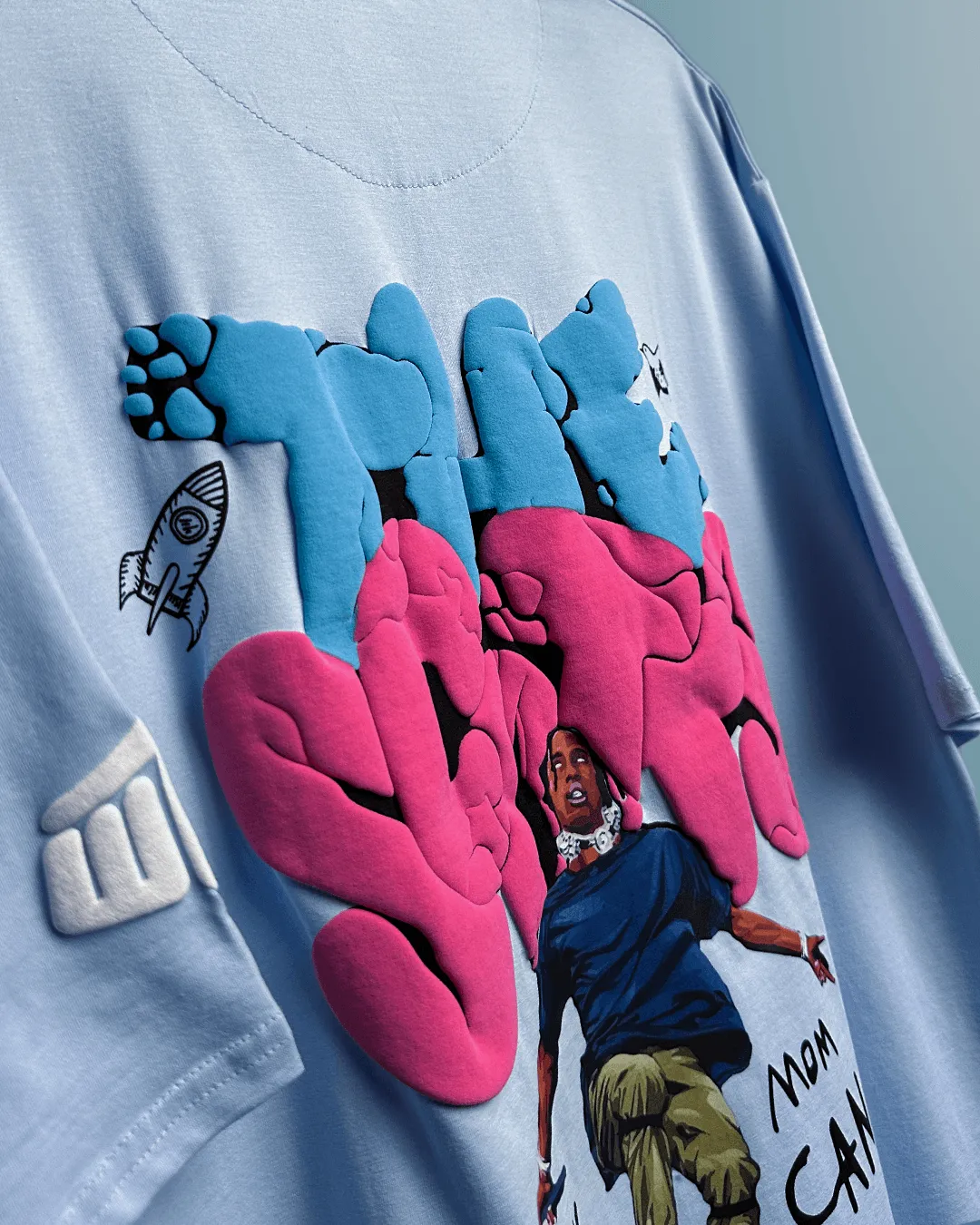 Clothav The Scotts Graphic Oversized T-Shirt for Men & Women | Blue Travis-Inspired Streetwear Back Print Tee