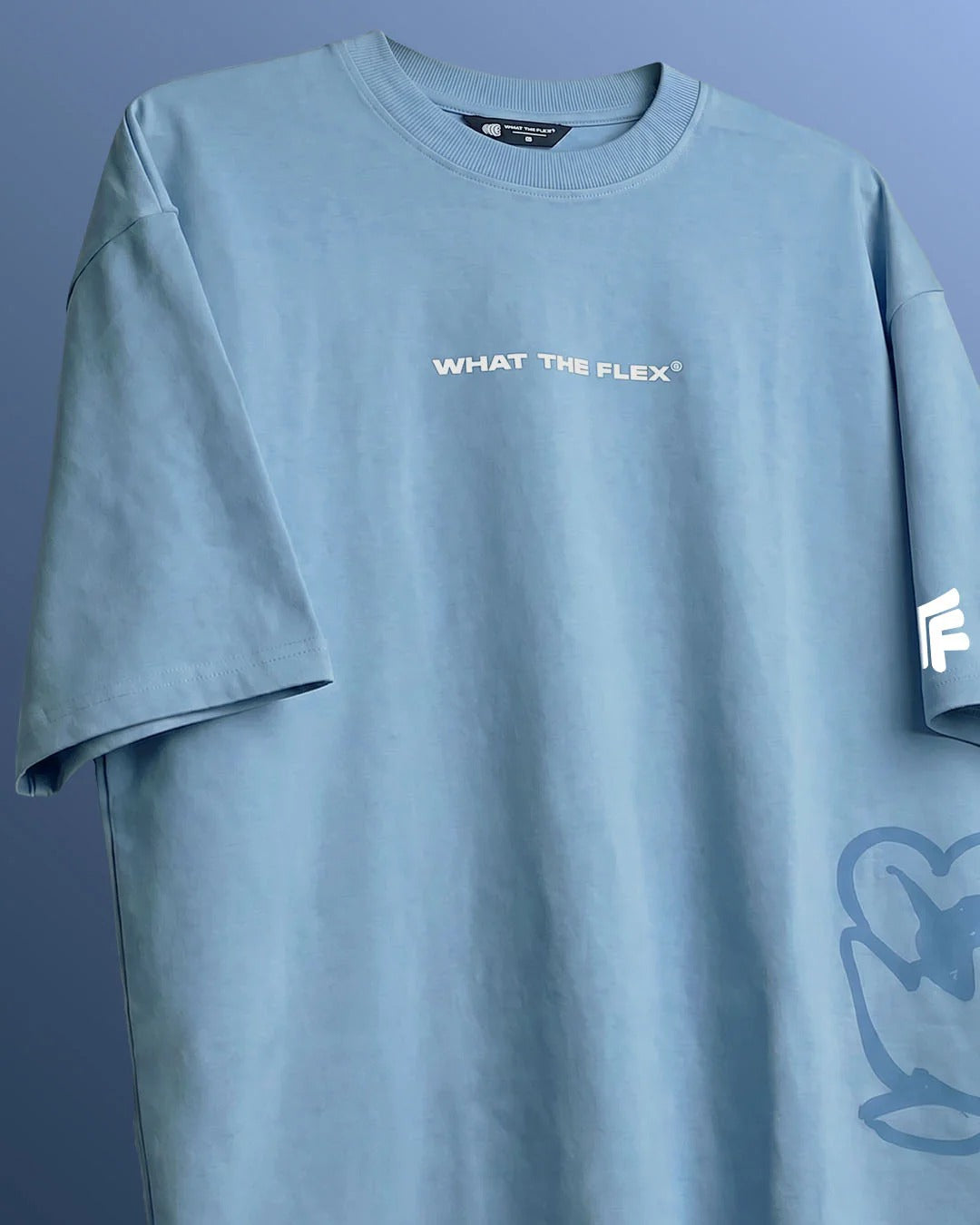 Clothav Waiting For You To Make The First Move Graphic Sky Blue Oversized T-Shirt for Men & Women | Statement Back Print Streetwear