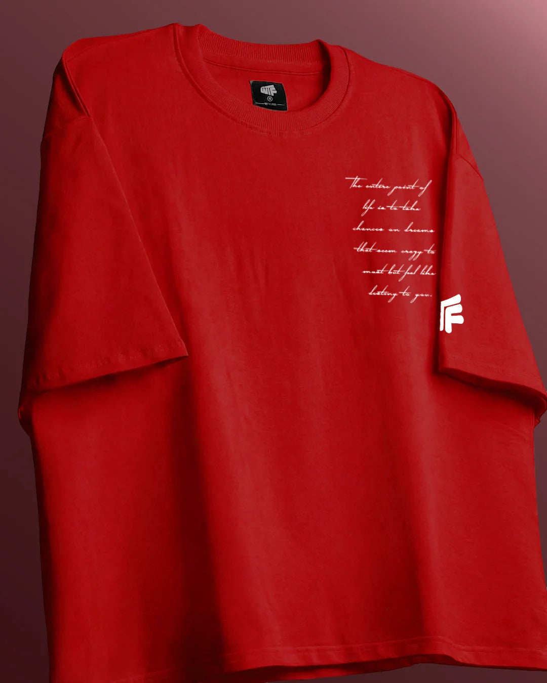 Clothav Tribal Flame Graphic Red Oversized T-Shirt for Men & Women | Abstract Back Print Streetwear