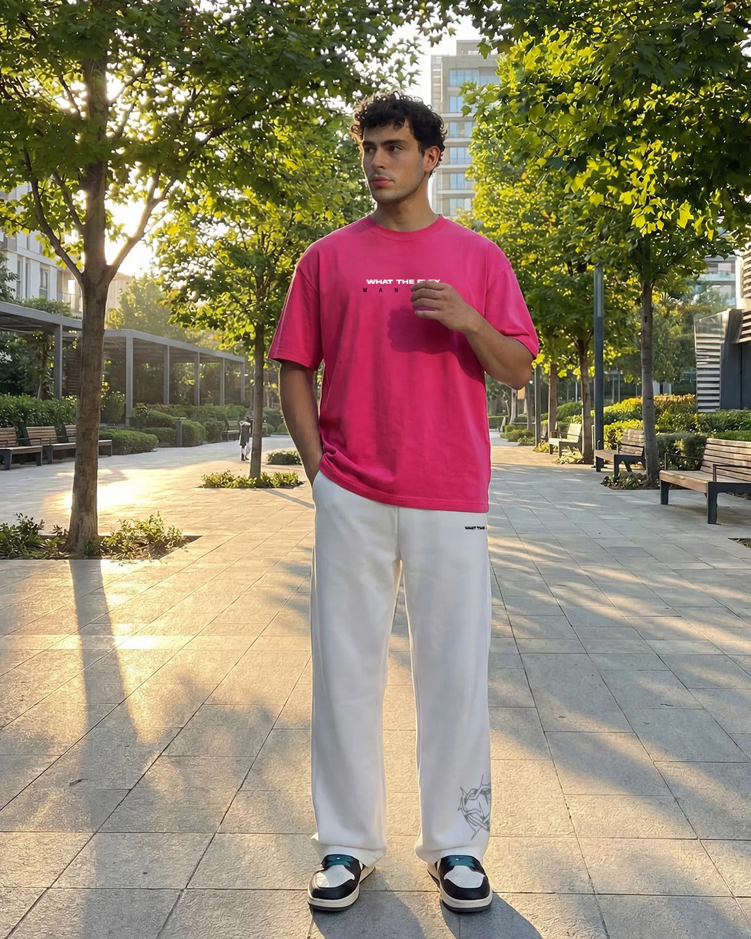Clothav Wanted Graphic Pink Oversized T-Shirt for Men & Women | Statement Back Print Streetwear Tee