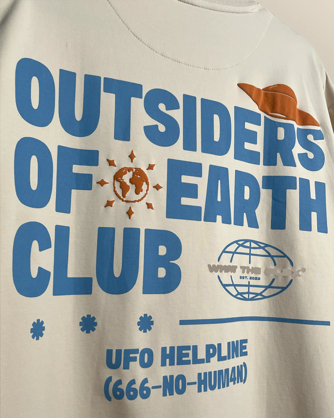 Clothav Outsiders Of Earth Club Graphic Oversized T-Shirt for Men & Women | Beige UFO Streetwear Tee