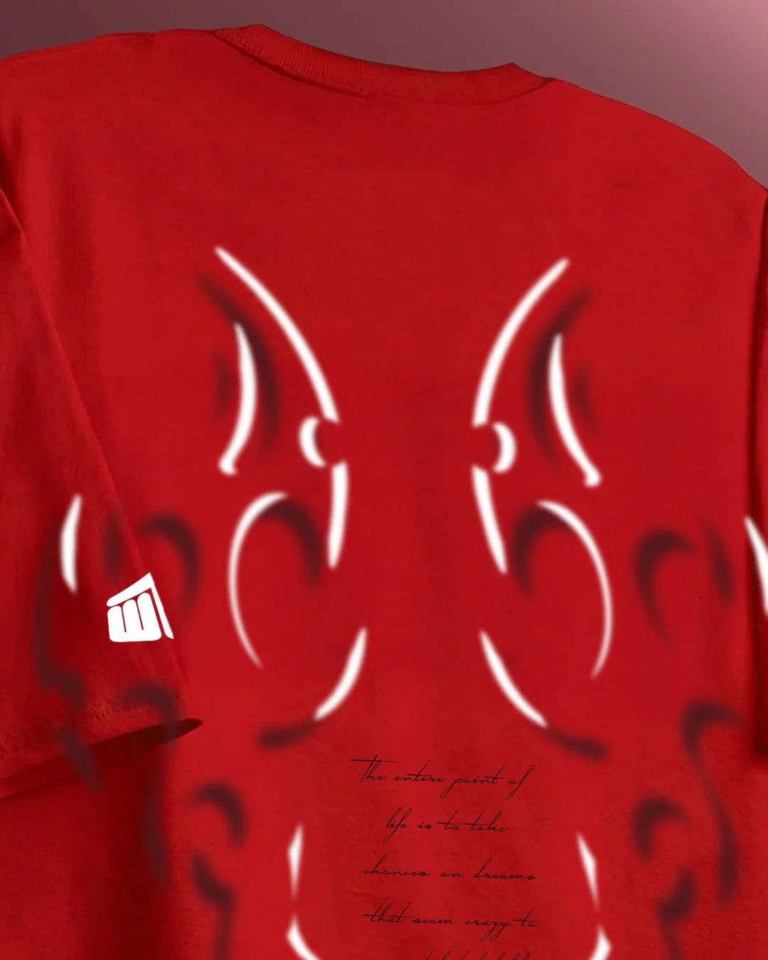 Clothav Tribal Flame Graphic Red Oversized T-Shirt for Men & Women | Abstract Back Print Streetwear