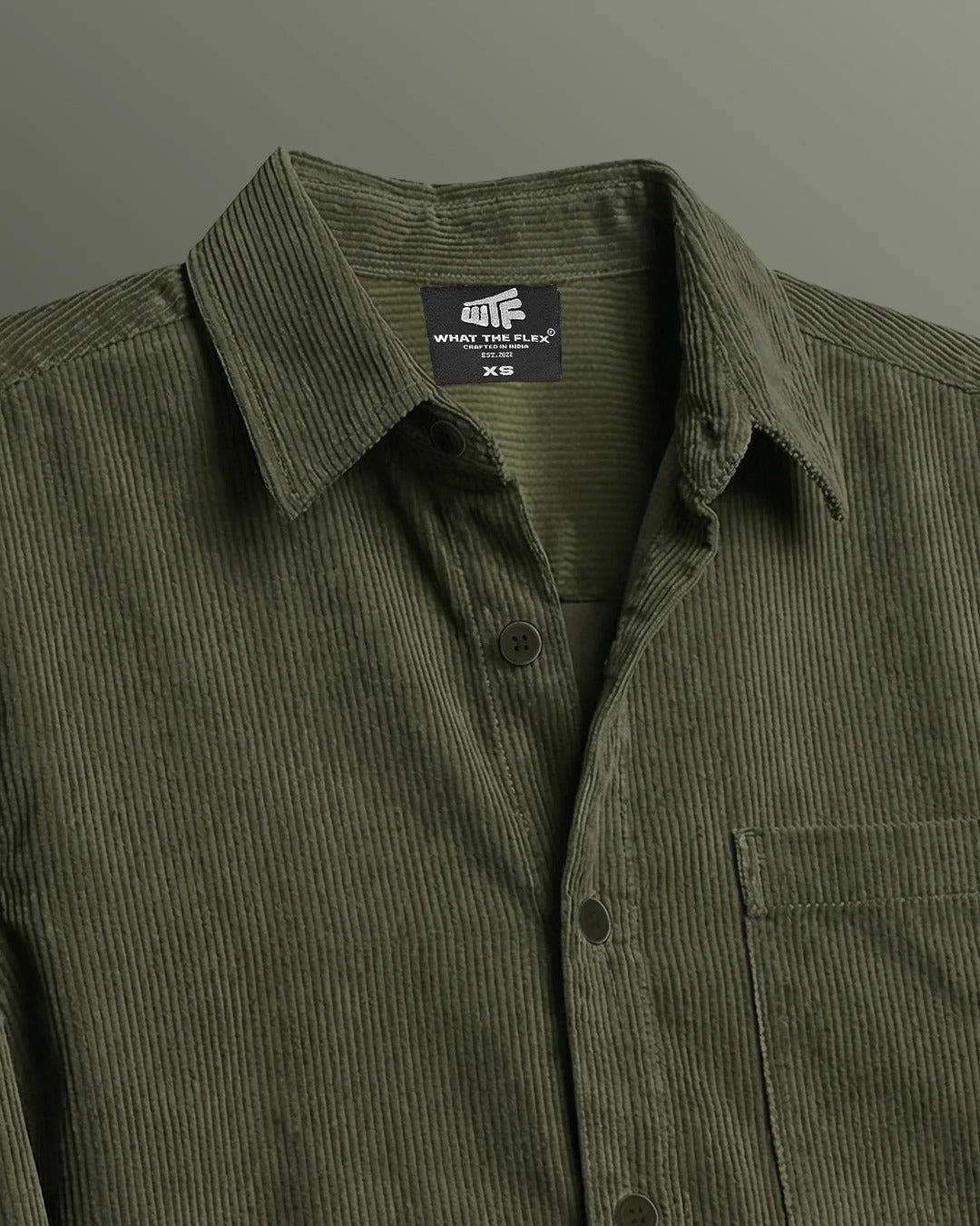 Clothav Olive Green Corduroy Oversized Full Sleeve Shirt for Men & Women | Premium Casual Solid Shirt