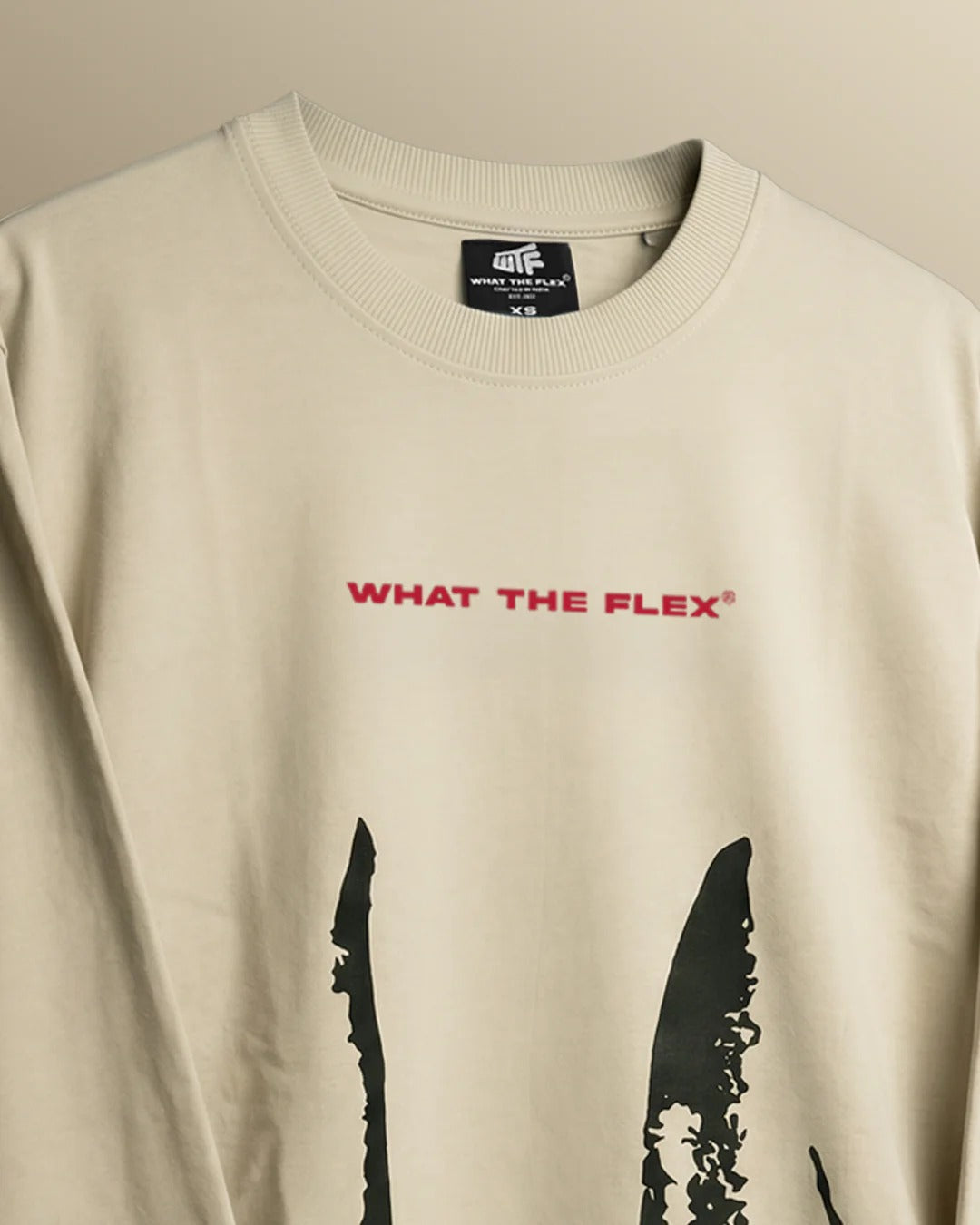 Clothav "I Got The Dawg In Me" Graphic Oversized Full Sleeve T-Shirt for Men & Women | Beige Statement Streetwear Tee
