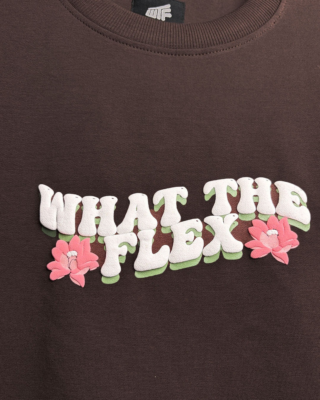 Clothav Water Lotus Graphic Brown Oversized T-Shirt for Men & Women | Floral Back Print Streetwear
