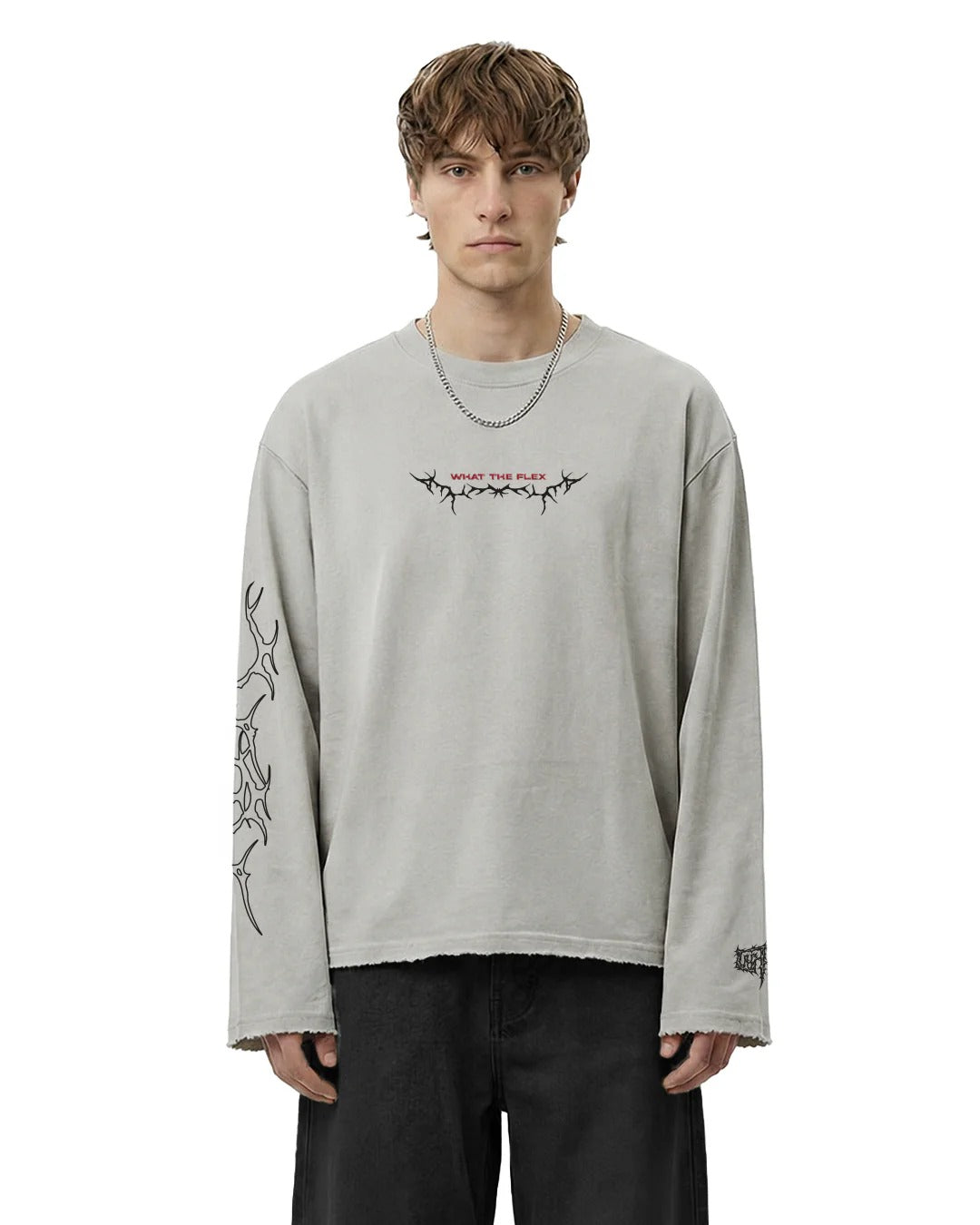 Clothav Inner Peace Graphic Oversized Full Sleeve T-Shirt for Men & Women | Off-White Abstract Art Streetwear Tee