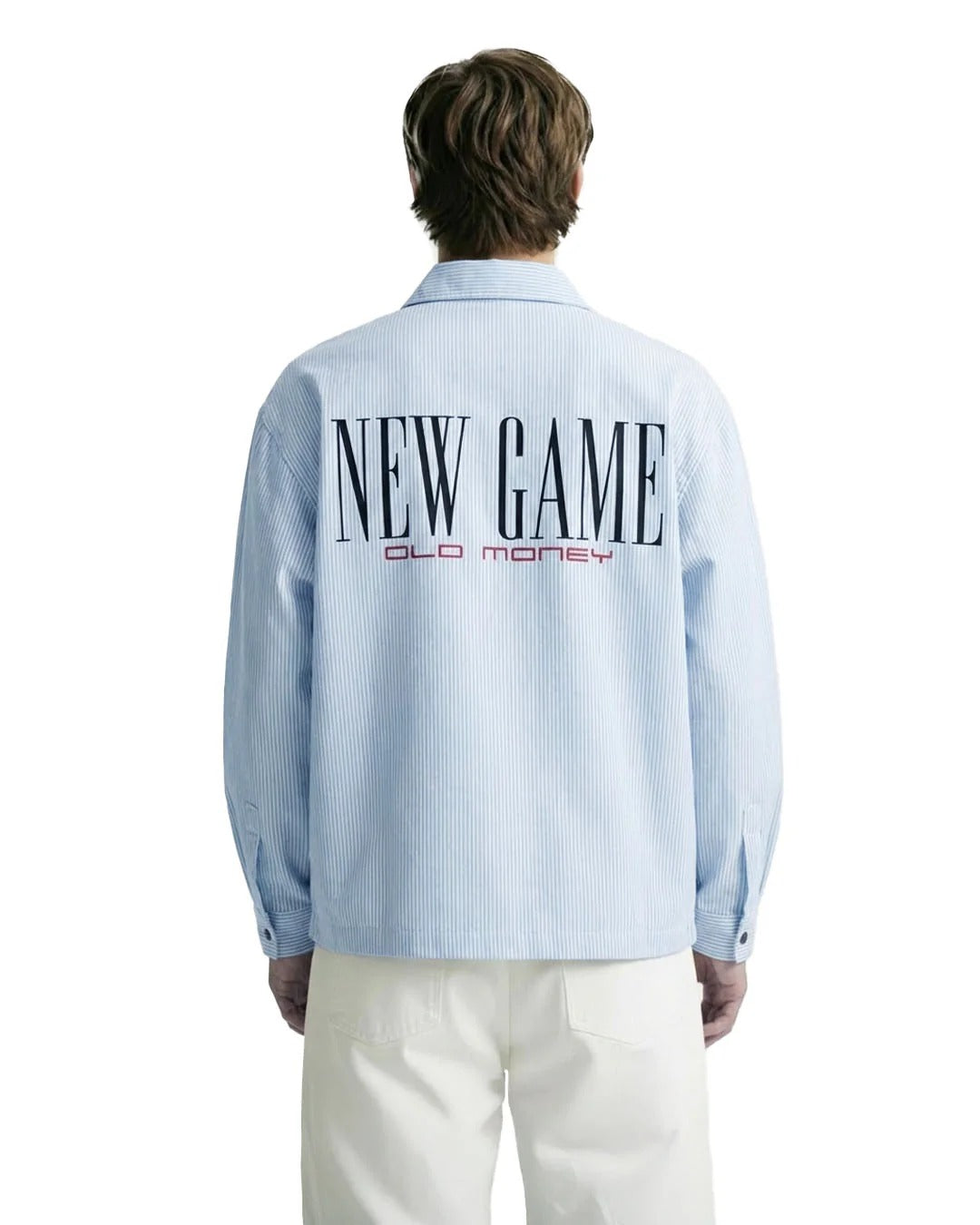 Clothav Equestrian Graphic Striped Oversized Shirt for Men & Women | Light Blue Premium Cotton Streetwear Shirt