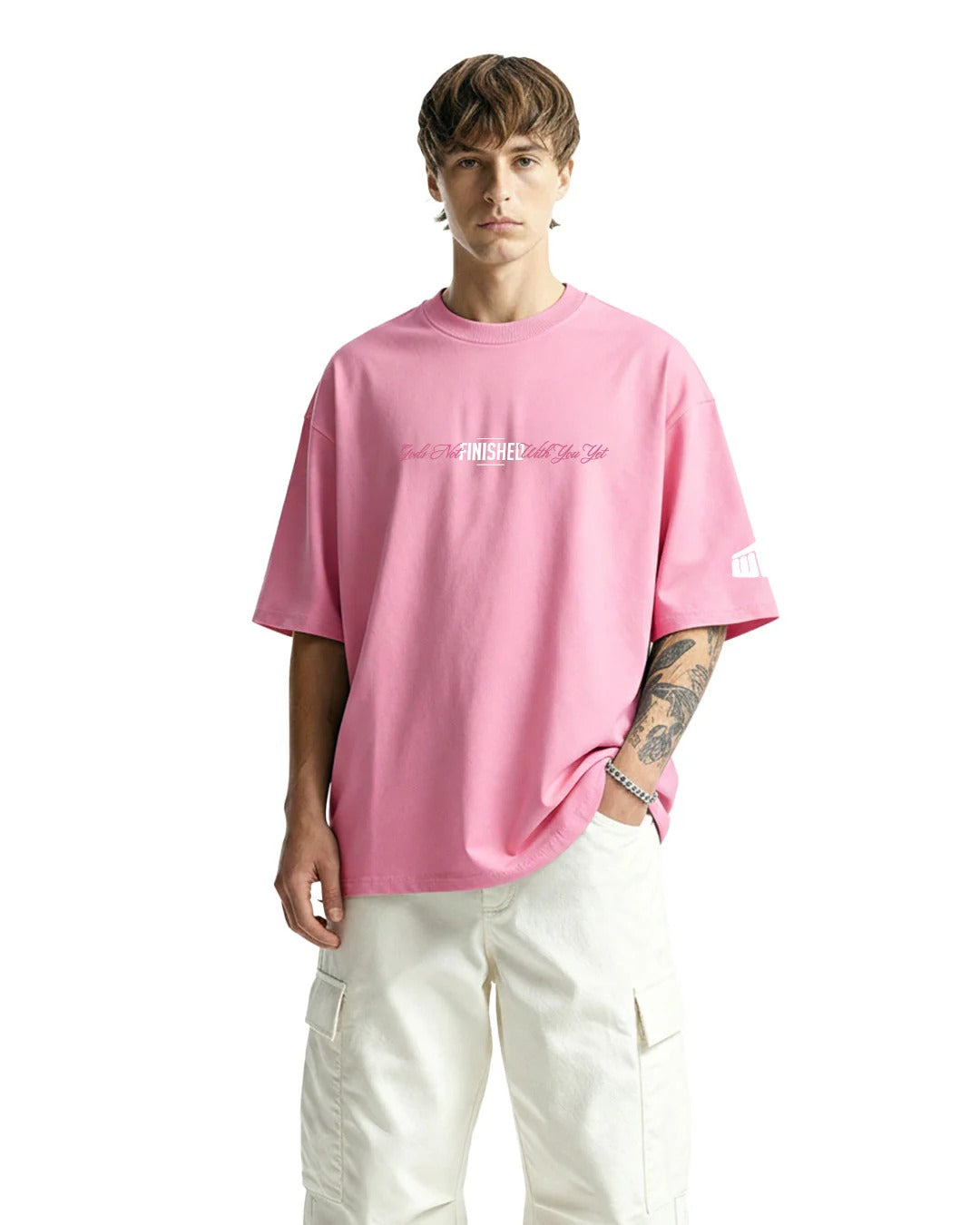 Clothav New World Energy Graphic Pink Oversized T-Shirt for Men & Women | Members Only Club Back Print Streetwear