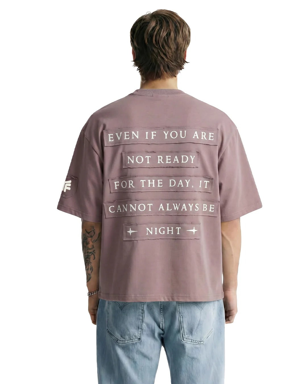Clothav Even If You Are Not Ready Graphic Mauve Oversized T-Shirt for Men & Women | Inspirational Back Print Streetwear