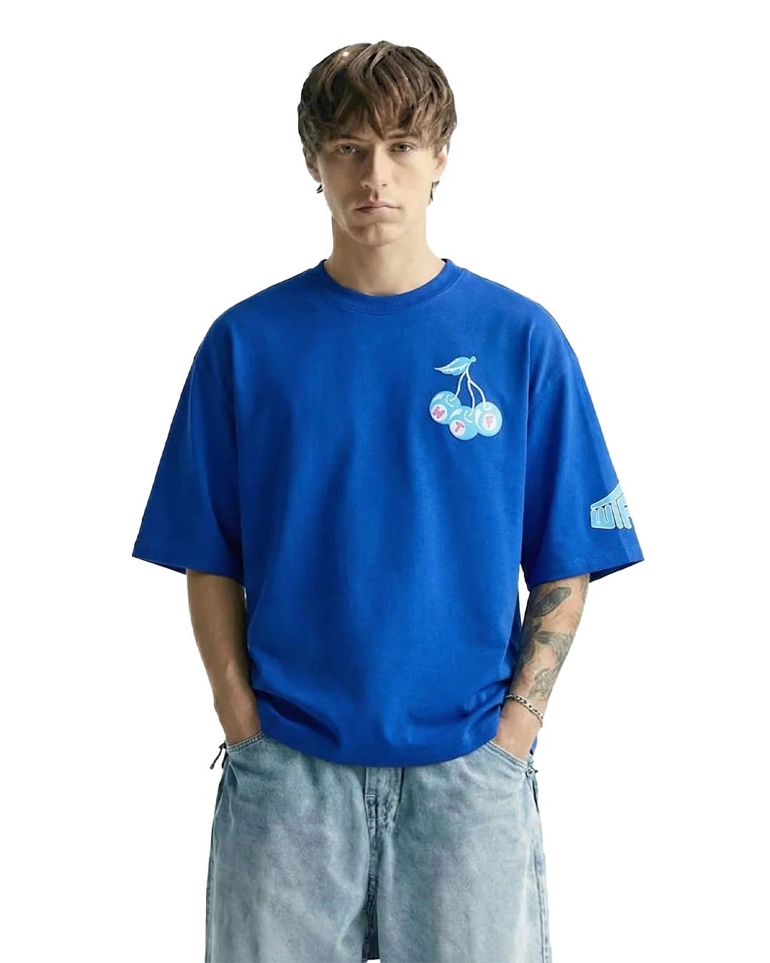 Clothav Lucky Is A Mindset Graphic Oversized T-Shirt for Men & Women | Blue Statement Streetwear Tee