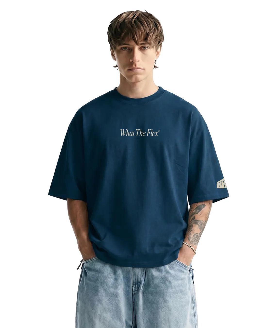 Clothav Cool Places Cool Things Graphic Navy Blue Oversized T-Shirt for Men & Women | Statement Back Print Streetwear